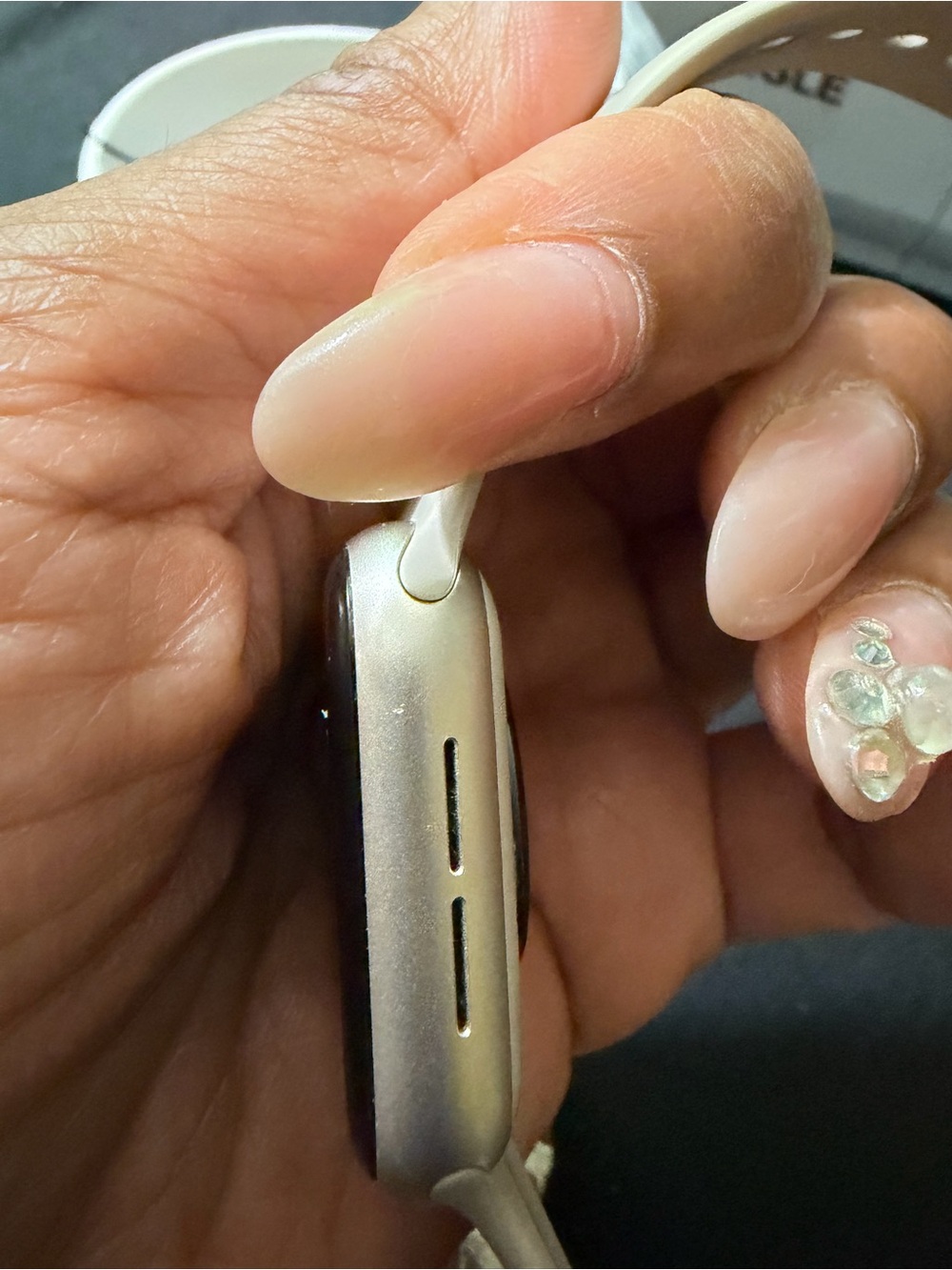 Smartwatch with Tan Silicone Band and Magnetic Charger - Picture 3 of 6